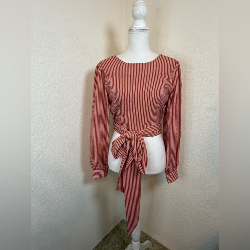 Chriselle X‎ J.O.A Patina Stripe Wrap Top S